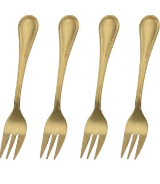 Excellent Houseware Gebaksvorkjes - 4 stuks - goudkleurig
