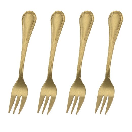 Excellent Houseware Pastry forks - 4 pieces - gold colored