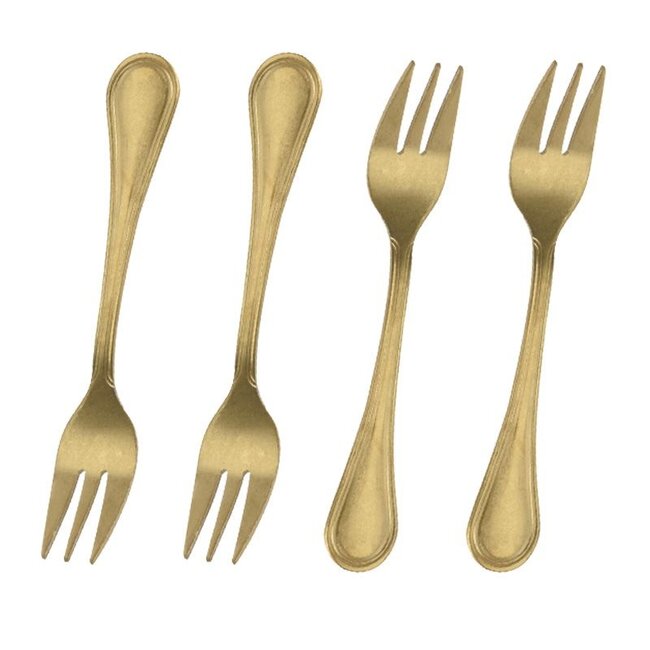 Excellent Houseware Pastry forks - 4 pieces - gold colored