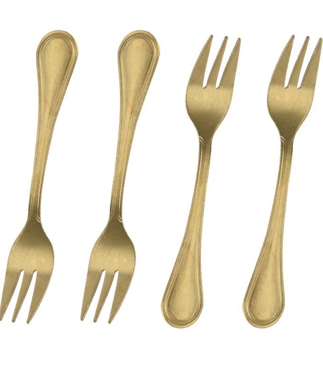 Gebaksvorkjes - 4 stuks - goudkleurig