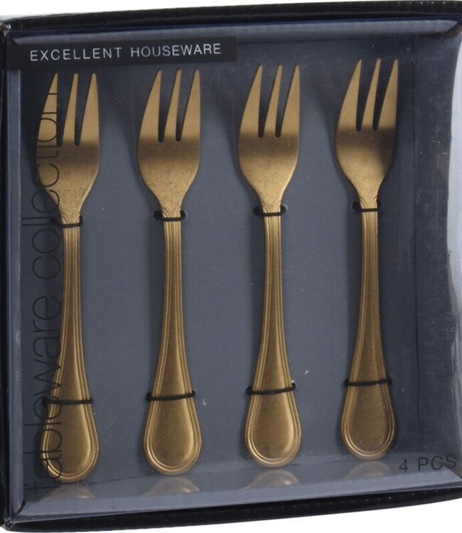 Gebaksvorkjes - 4 stuks - goudkleurig