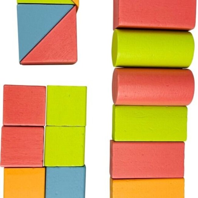 Houten Blokkenkar met 20 Blokken