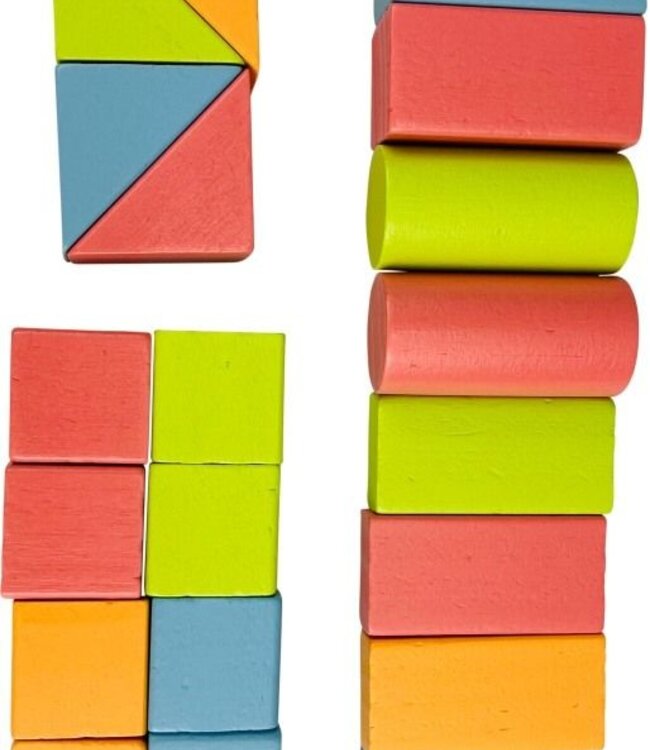 Houten Blokkenkar met 20 Blokken