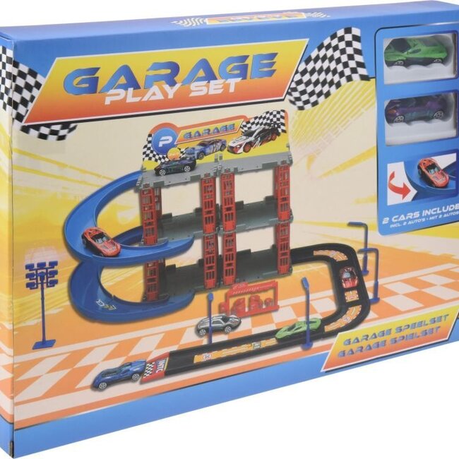 Garagen-Spielset mit 2 Autos - 47 × 40 × 26 cm