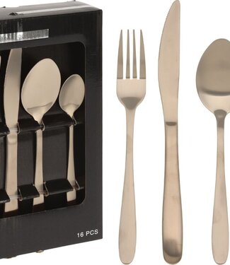 Excellent Houseware Bestekset 16 delig - mat goud