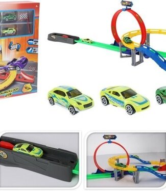 Speelset Autobaan met Lanceerder en 4 Auto's