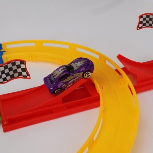 Speelset Autobaan met Lanceerder en 4 Auto's