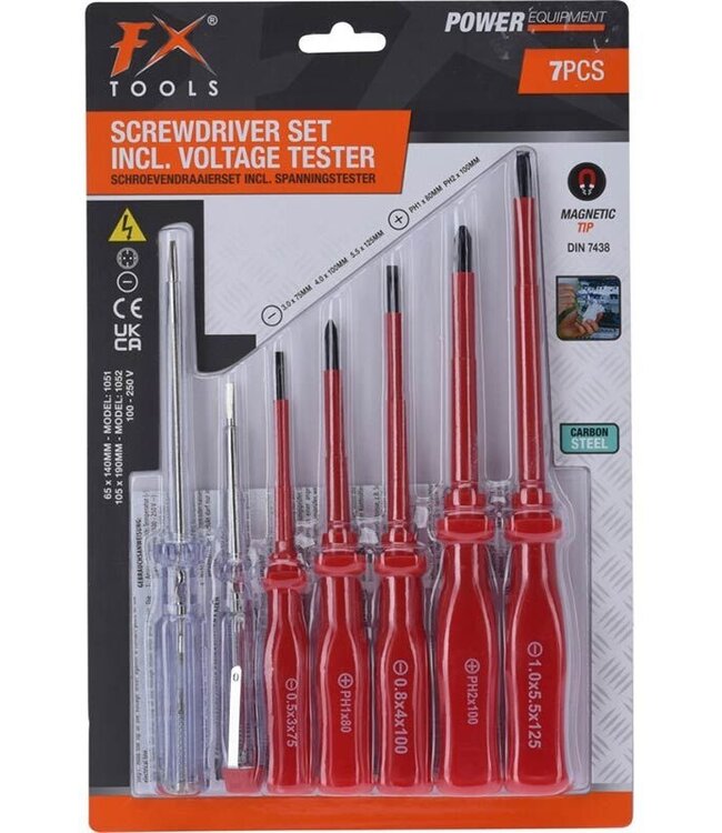 FXTools Electro Schroevendraaiers- 7-delig - Magnetisch