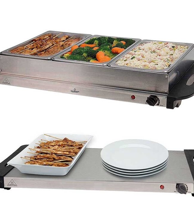 Buffetwarmer met warmhoudplaat 300W