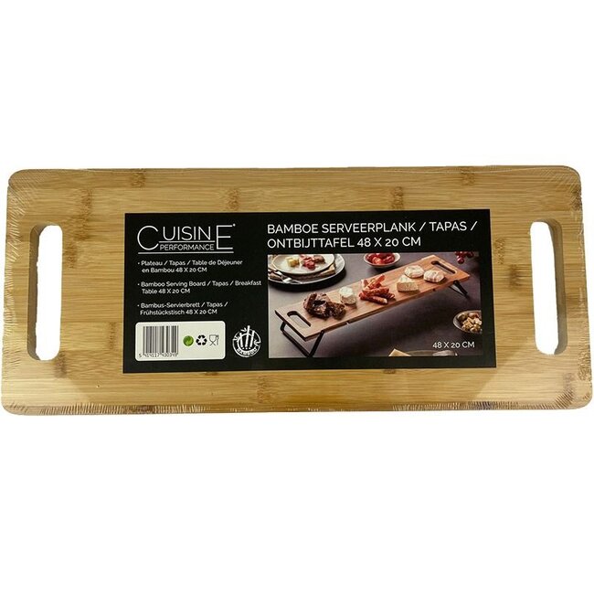 Cuisine Performance Klappbares Bambus-Servierbrett - Tapasbrett und Frühstückstisch - 48 × 20 cm