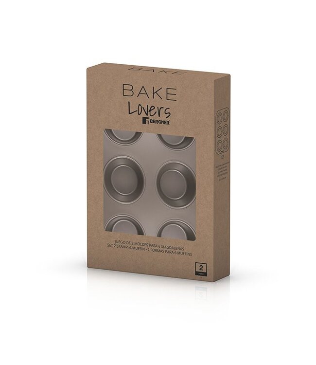 Muffinbakvorm - 2 stuks met 6 cupcakevormpjes - voor 12 Muffins - Lovers