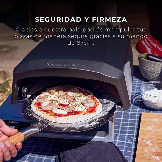 Bergner Masterpro XL-Edelstahl-Pizzaschieber für Ofen und Grill - Ø 30 × 87 cm - Abnehmbarer Griff