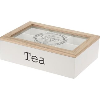 Excellent Houseware Theekist met 6 vakken - wit