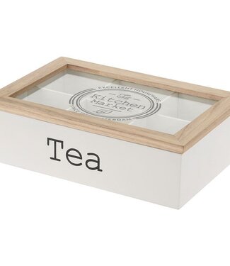 Excellent Houseware Theekist met 6 vakken - wit