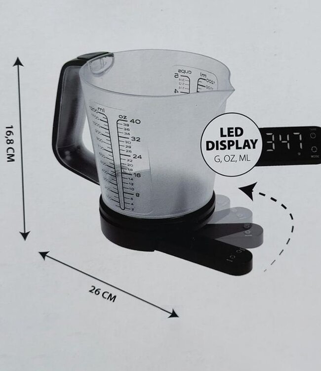 Keukenweegschaal met Maatbeker - 1200 ml - tot 5 kg