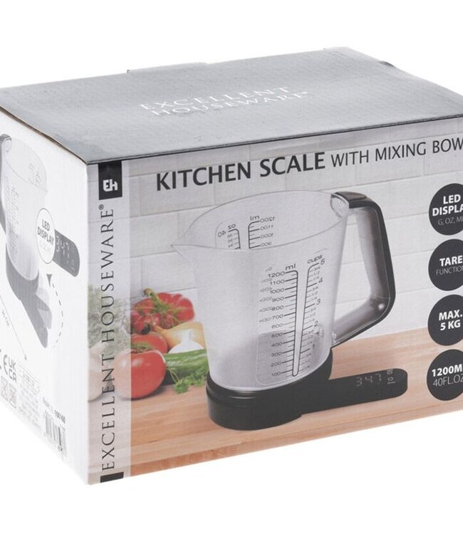 Keukenweegschaal met Maatbeker - 1200 ml - tot 5 kg