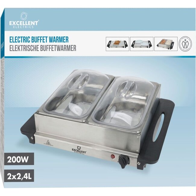 Buffetwarmer met Warmhoudplaat - 2x2.4 Liter