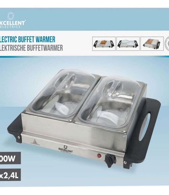 Buffetwarmer met Warmhoudplaat - 2x2.4 Liter