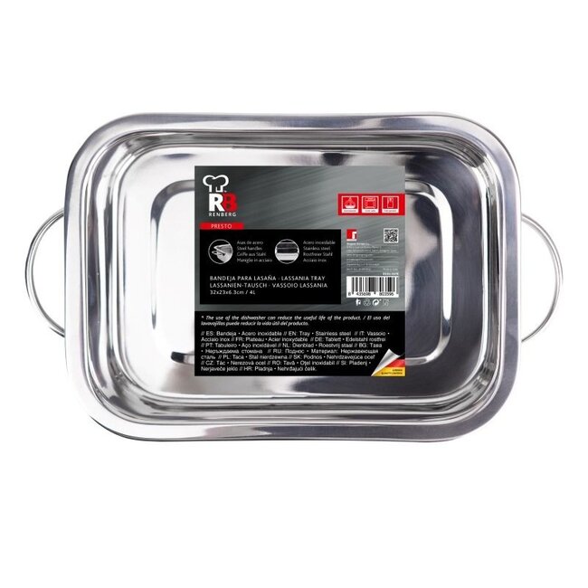 Lasagneschaal - Bakvorm - RVS - 32x23cm