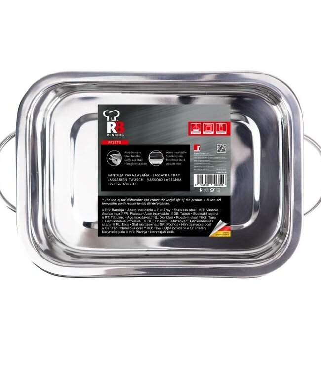 Lasagneschaal - Bakvorm - RVS - 32x23cm