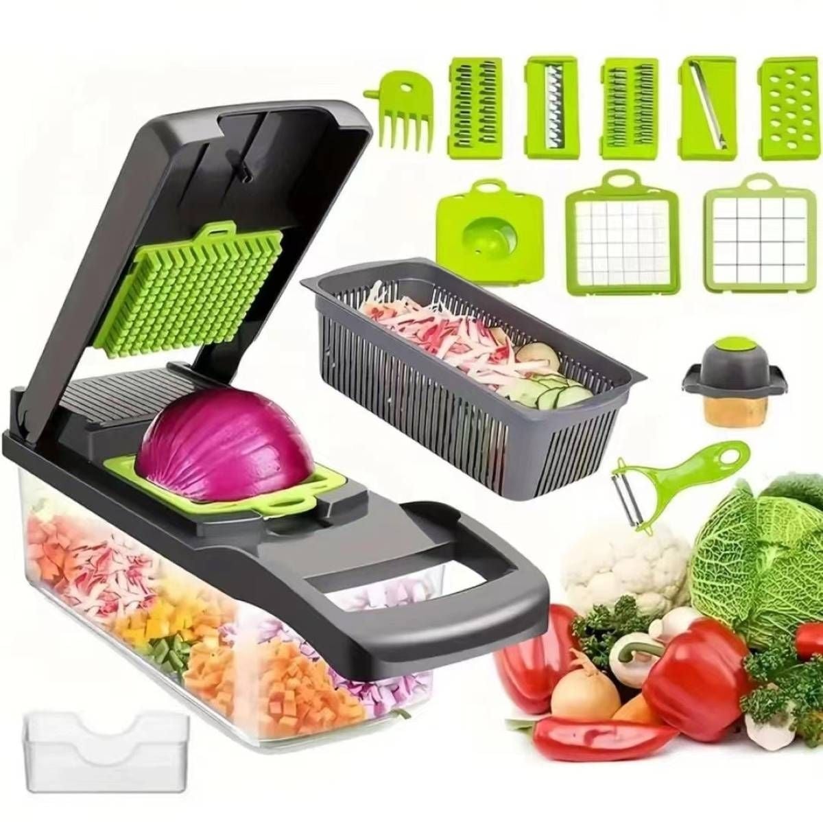 Mandoline and vegetable slicer, sixteen pieces