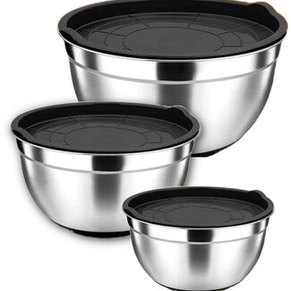 Ceruzo Mengkommen met Deksel - RVS - set van 3