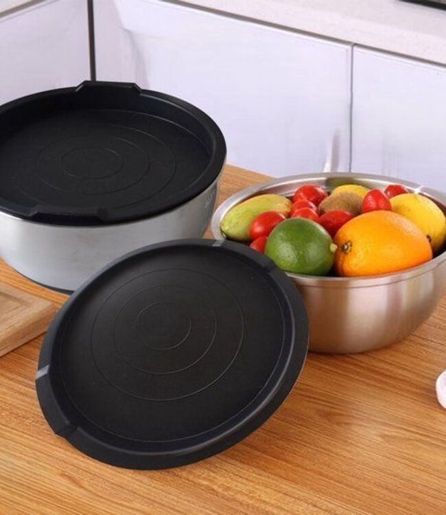 Mengkommen met Deksel - RVS - set van 3