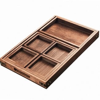 Ceruzo Dienbladen - set van 7 - Paulowniahout