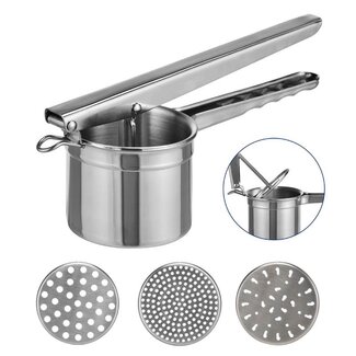 Ceruzo Pureestamper - Aardappelpers - RVS - met 3 losse schijven