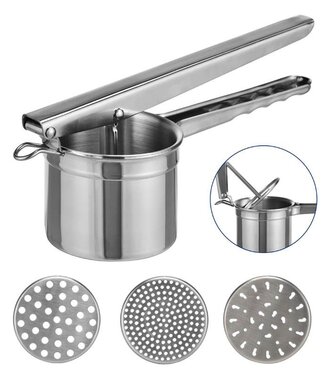 Ceruzo Pureestamper - Aardappelpers - RVS - met 3 losse schijven