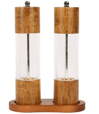 Ceruzo Pepermolen en Zoutmolen set - 21cm - Instelbare Maalgraad - Eikenhout