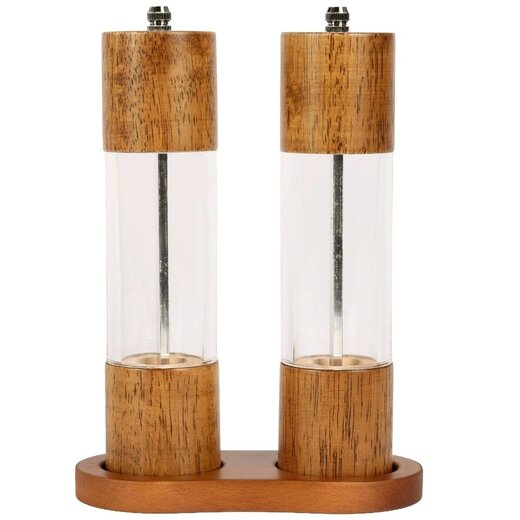 Ceruzo Pepermolen en Zoutmolen set – 21cm – Instelbare Maalgraad – Eikenhout