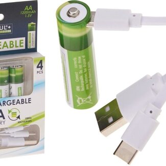 Rechargeable AA USB Batteries - 1200 mAh