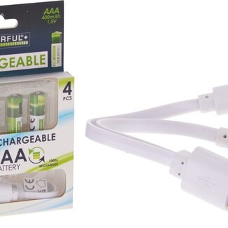 Rechargeable AAA USB Batteries - 400 mAh