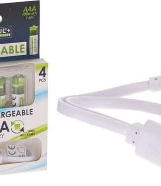 Oplaadbare AAA Batterijen - USB - 400mAh - 4 Stuks