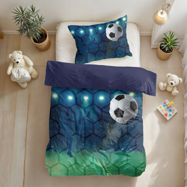 Live voetbal Blauw 140 x 200/220