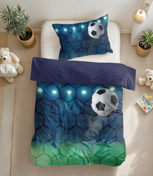 Live voetbal Blauw 140 x 200/220