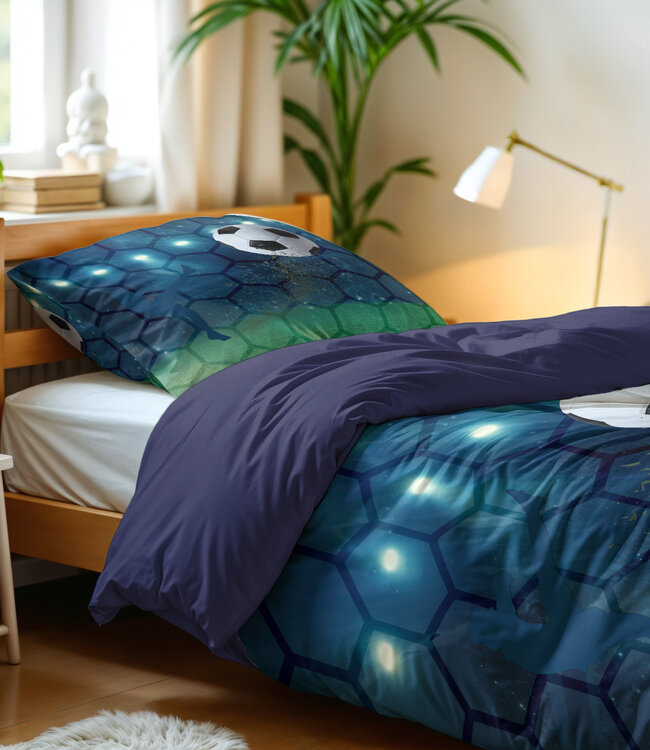 Live voetbal Blauw 140 x 200/220