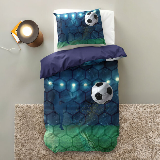 Live voetbal Blauw 140 x 200/220