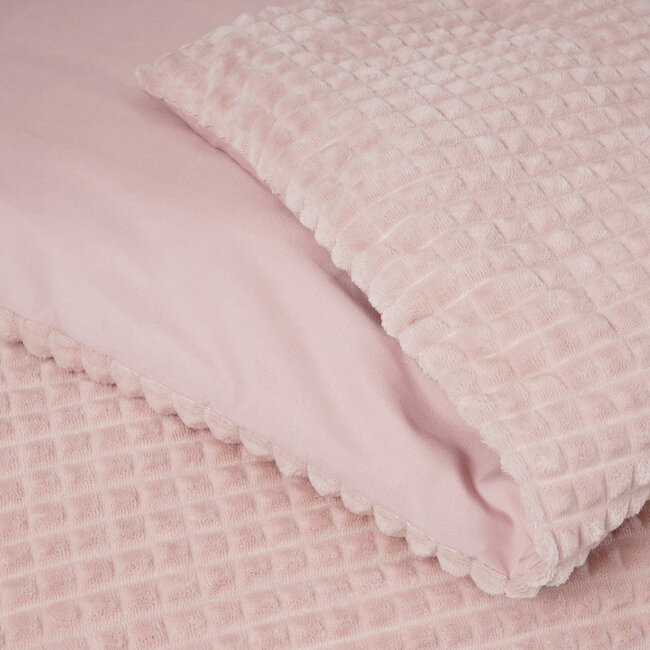 Sleeptime Checked Teddy Pink 240 × 200/220 - Duvet Cover