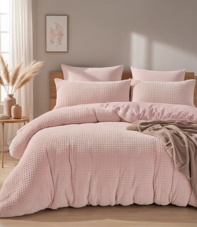 Geruit Teddy Roze 240 x 200/220