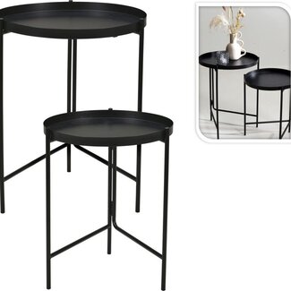 Trends4You Bijzettafels Zwart - set van 2 - D31xH38 cm en D36xH45 cm