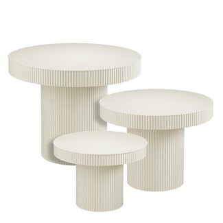 Mica Decorations Lux Iron Side Tables - Off-White - Set of 3