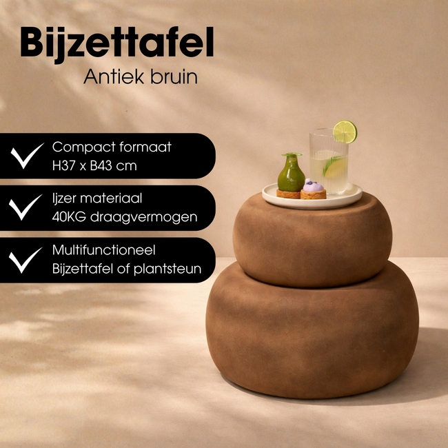 Bijzettafel Zea Bruin