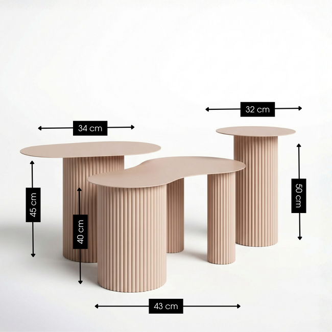 Mica Decorations Lux Beistelltische aus Eisen - Hellbraun - 3er-Set