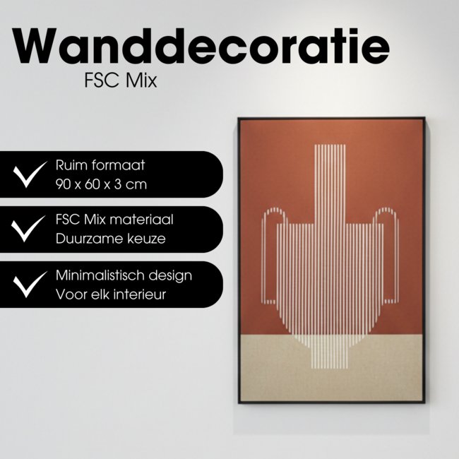 Mica Decorations Wanddekoration - Dunkelbraun - L90 × B60 × H3 cm