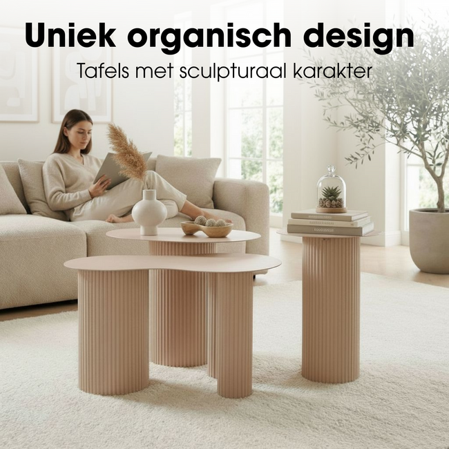 Mica Decorations Lux Iron Side Tables - Light Brown - Set of 3