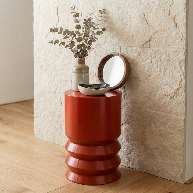 Mica Decorations Mart Beistelltisch aus Eisen - Rot - H46 × Ø30 cm