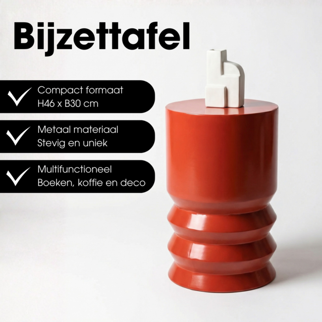 Mica Decorations Mart Beistelltisch aus Eisen - Rot - H46 × Ø30 cm
