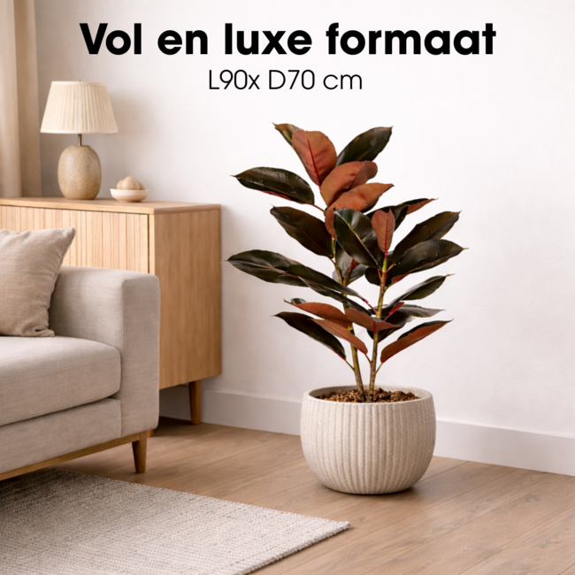 Mica Decorations Künstlicher Gummibaum - Rot - H90 × Ø70 cm